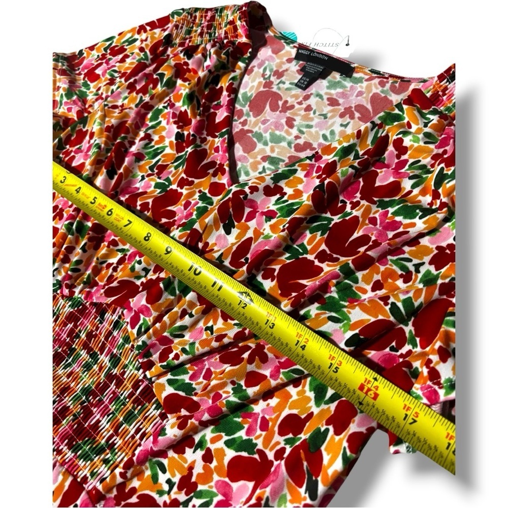 Maggy London New With Tags Multicolor Floral Knee Length Short Sleeve Dress - Picture 14 of 16
